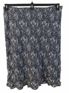 Charter Club Navy and Cream Polka Dot Silk Skirt. EC. Size. 24W